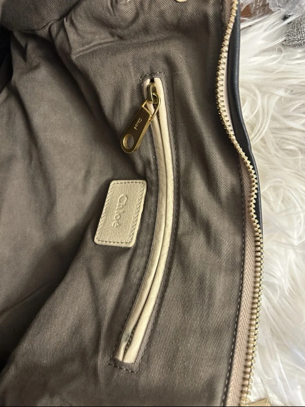 Chloe Beige Braided Satchel with Gold Hardware